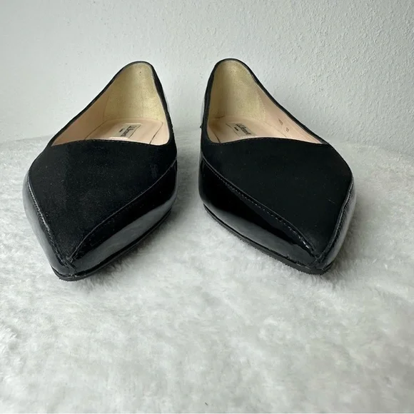 NWOB L.K. Bennett London Black Patent Leather Velvet Pointed Toe Loafers - Picture 4 of 14